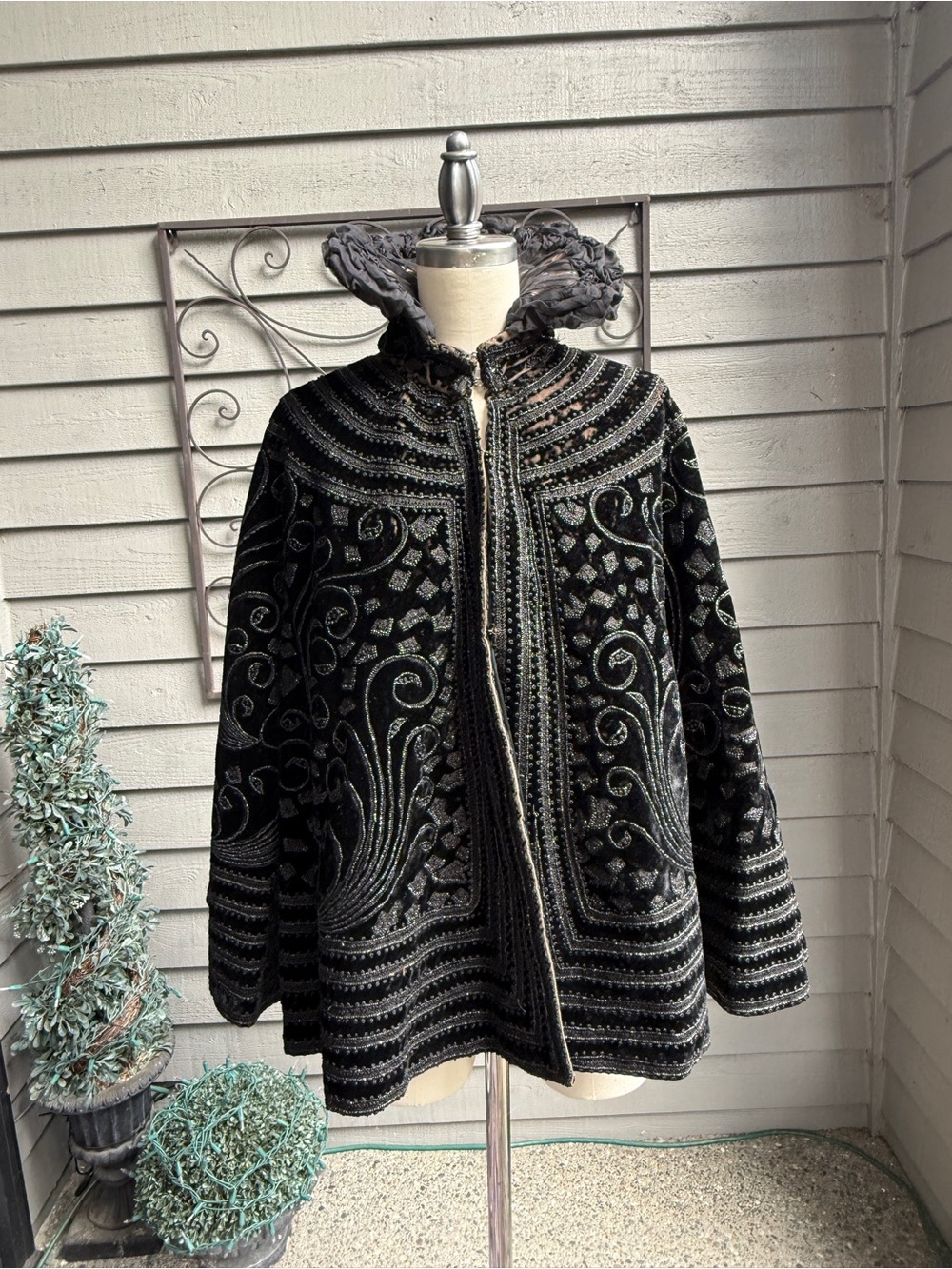 1890’s Victorian Embellished Black Velvet Women's Mourning Cape